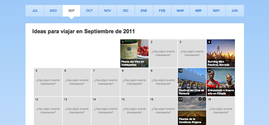 Minube calendar